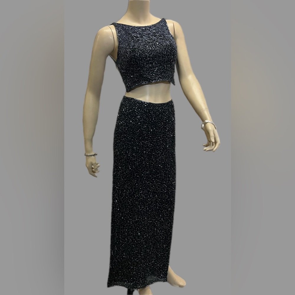 Andretta Donatello Navy Beaded Skirt Set New w/o tags